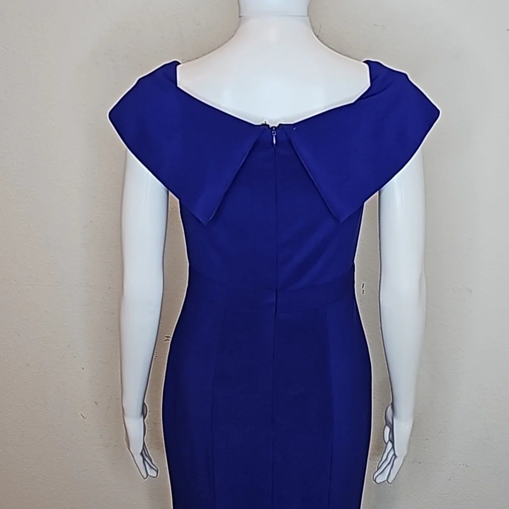 Xscape Cocktail Purple Blue Off-The-Shoulder V-Neck, Gown Siz 6